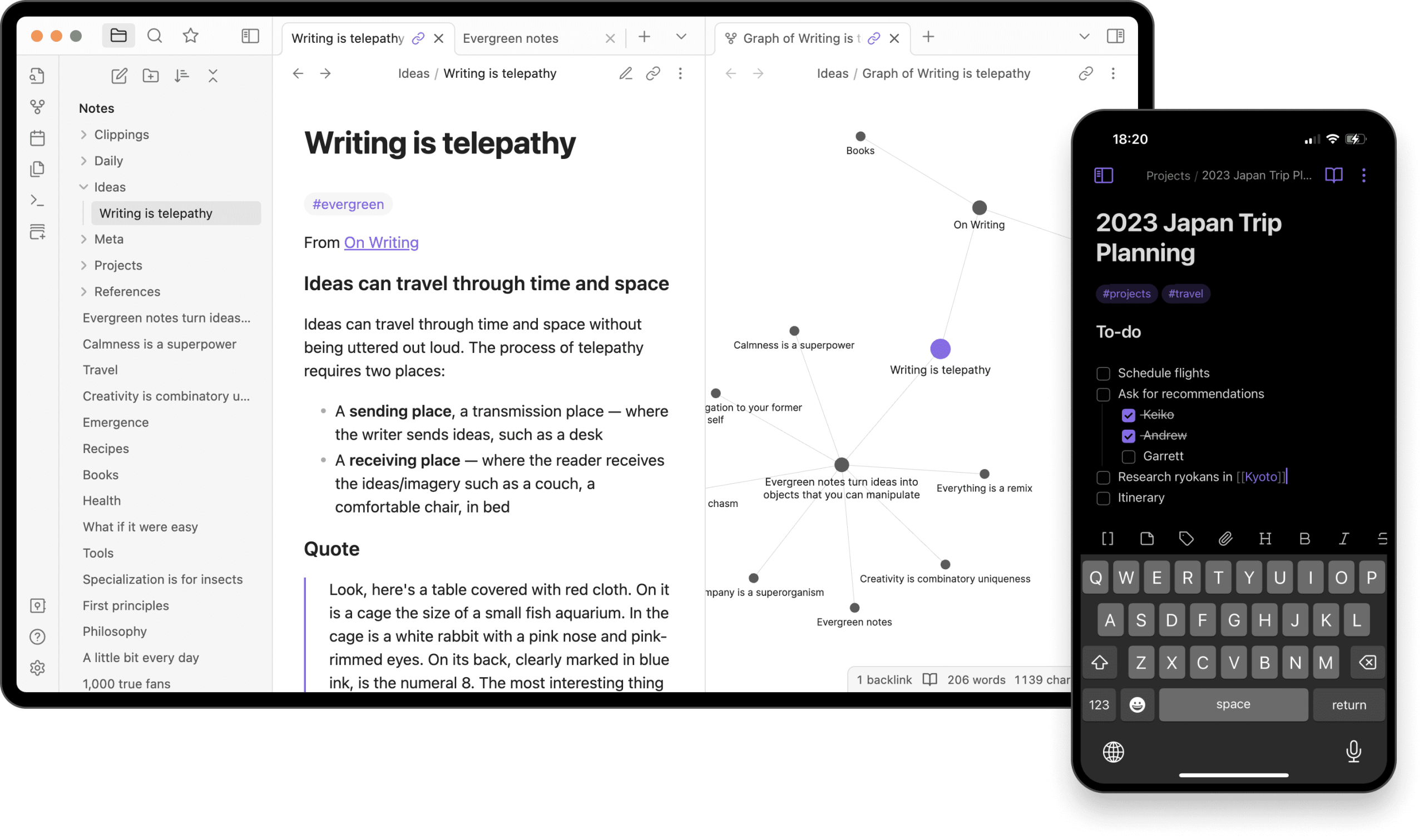 Obsidian apps overview.
