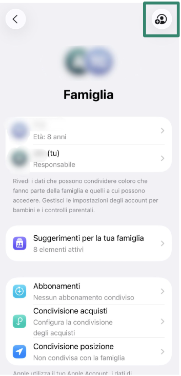 Add Member button in Family Sharing settings on iPhone.