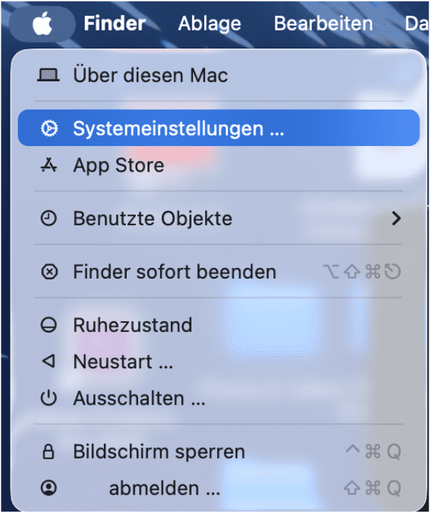 Apple menu with the System Preferences button highlighted.