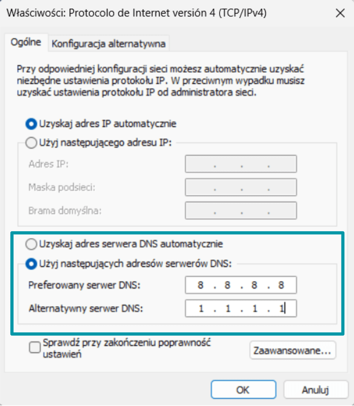 Click Use The Following Dns Server Addresses Pl