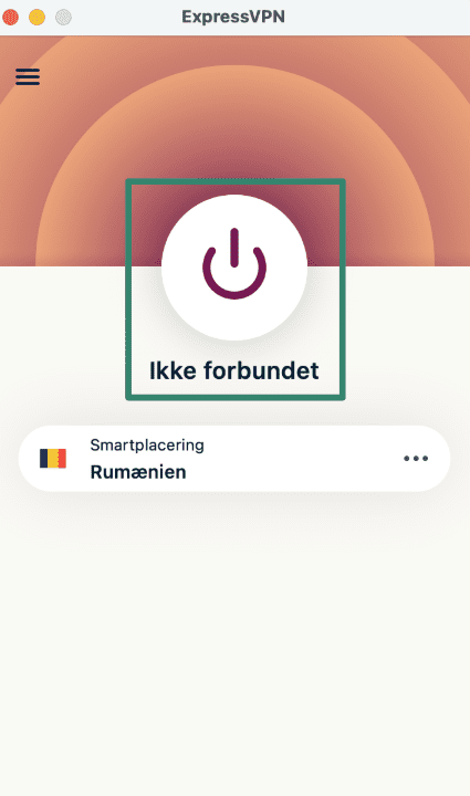 Oprettelse af forbindelse til ExpressVPN på macOS.