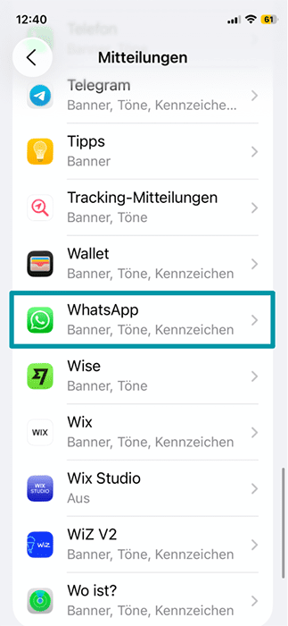 The Notifications settings on an iPhone.