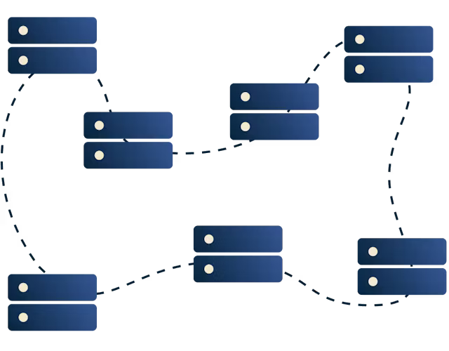 Servers connected to each other.