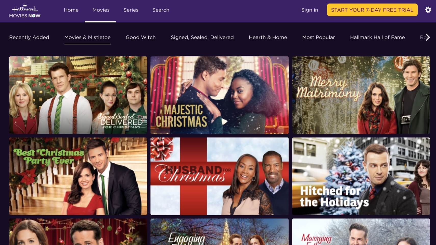 Movies & Mistletoe on Hallmark Movies Now streaming platform