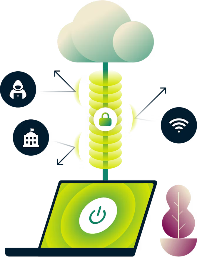 Diagram tentang cara VPN memproteksi Anda