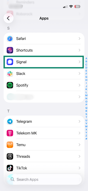 The "Apps" screen on an iPhone.