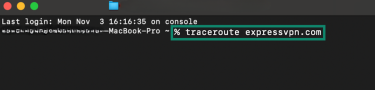 Type traceroute and the destination IP to begin the process.